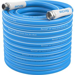 Fevone 100ft Garden Hose, Lightweight and Flexible, Heavy Duty Water Hose  5/8" ID, Burst 600 PSI, Hybrid Polymer, Kink-Resistant, 3/4" GHT Aluminum Fittings, Drinking Water Safe