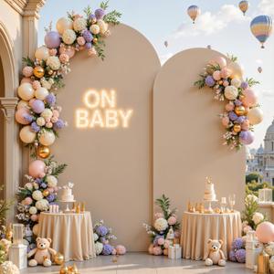 Nude Arch Backdrop Cover for Wedding, 7.2FT 6FT Set of 2 Stretchy Spandex Fitted Arch Stand Cover for Baby Shower, Birthday Party Decor, Chiara Backdrop Cover with Double-Sided Design