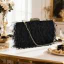 Women Ostrich Feather Tote Bag Fluffy Purse Clutch Feather Shoulder Crossbody Bag Evening Handbag for Wedding Party