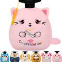 Graduation Gift Cat Stuffed Animal - Pink Cat with Graduation Cap Gown Plush Toy for Kindergarten Preschool Elementary Graduation 2026 Soft Personalized Graduation Gifts for Kids Girls Her 9 Inch