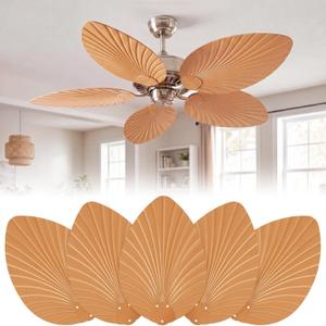 Sintuff 5 Pcs 20" Ceiling Fan Blades Replacement for 52" Ceiling Fan Brown
Palm Leaf Shaped Design, Waterproof Replacement Blades for Broken Substitution, Indoor Outdoor Tropical Summer Patio Use