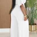 Choichic 2 Piece Sets for Women Summer Batwing Sleeve Crop Top and Wide Leg Pants Set Jumpsuits Beach Vacation Outfits (White, XXL)