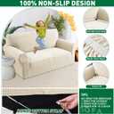 MAXIJIN Stretch Sofa Chair Slipcovers with Arms (31"-46 Washable Chair Cover Armchair with Non-Slip Foam & Elastic Bottom, Dog Cat Pet Friendly Furniture Protector (Small, Beige)