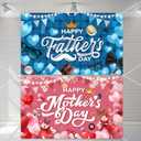 2PCS Happy Mother's Day Banner and Fathers Days Banner Set Large Fathers and Mothers Day Backdrop with Heart Letter Party for Mothersday Decoration Yard Sign Thanks Mom Dad Background Gifts