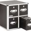 Vaultz CD Case Holder - File Cabinet CD Rack w/ 4 Drawers and Key Locks, 14 x 14.5 x 15.5 Inch DVD Organizer and CD Storage Box - Black