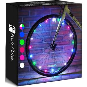 Activ Life 2-Tire Pack LED Bike Wheel Lights with Batteries Included, Get 100% Brighter and Visible from All Angles for Ultimate Safety and Style (Multicolor)