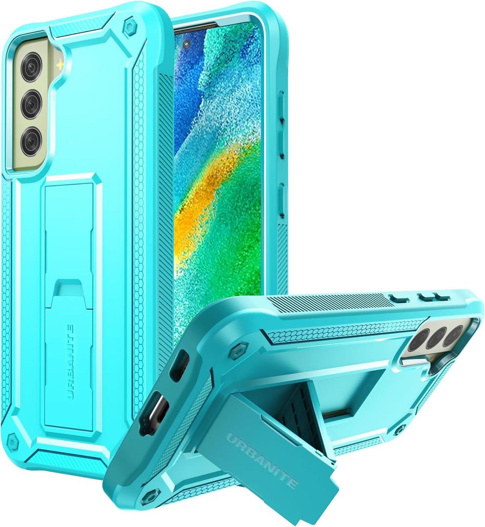URBANITE for Samsung Galaxy S21 FE 5G Case, Military Grade Rugged Shockproof Protective Cover with Screen Protector and Kickstand (Sky Blue)
