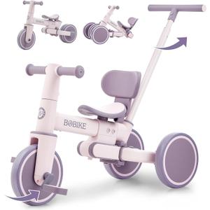 5-in-1 Tricycle for Toddlers 18 Months to 5 Years Old, Toddler Bike, Kids Tricycle with Push Handle and Backrest, Toddler Balance Bike with Easy Assembly for Boys and Girls. (Purple)
