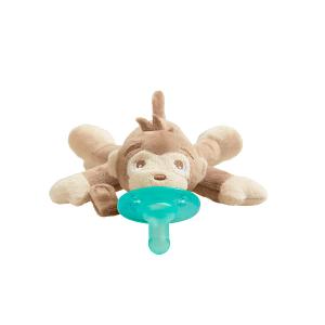 Philips AVENT Soothie Snuggle Pacifier Holder with Detachable Pacifier, 0m+, Monkey, SCF347/02 (1 Count (Pack of 1))