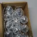 BBTO LED Disco Ball String Light Battery Powered Mirror Balls Ornaments for Outside Backyard Porch 70s 80s Disco Party Supplies(9.84 ft Long,Silver White) (118.08 Inch String)