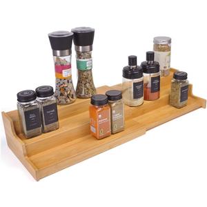 JinDoWin Spice Rack Organizer For Cabinet, Spice Organization For Cabinet, Spice Rack For Countertop,15.7 Inch Adjustable Seasoning Organizer Spice Organizer (1 Pack, Large)