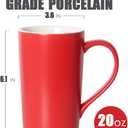 20 Ounces Extra Large Coffee Mug, M007 Plain Tall Big Ceramic Latte Milk Tea Cup with Handle for Dad Men Women, Christmas Red