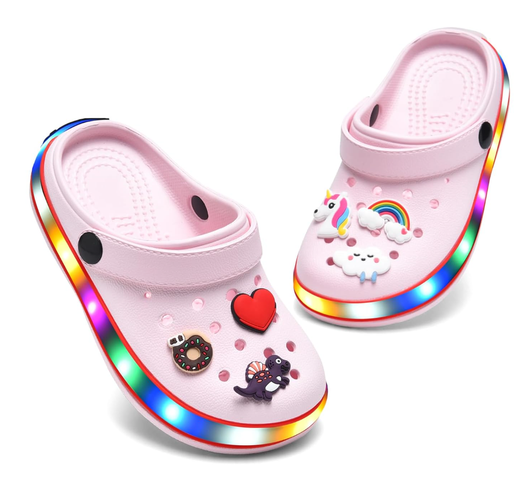 VIYEAR Toddler Light Up Sandals - Boy's & Girl's Garden & Beach Clogs - Indoor & Outdoor Slipper 25