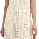 Ross&Freckle Women's Summer Swimsuit Bikini 2025 Beach Swimwear Crochet Cover up Hollow Out Crop Sleeveless Swim Outfit (L)