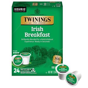 Twinings Irish Breakfast Black Tea K-Cup Pods for Keurig, 24 Count (Pack of 1), Robust, Strong, Bold Flavour, Caffeinated, Enjoy Hot or Iced (EXP 08/25/28)