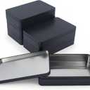 6 Pieces Rectangular Empty Tin Box Containers for Gift, Jewelery & Home Organization, 7.4 x 4.5 x 1.5 Inch (Black)