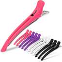 Fagaci Firm Grip Hair Clips with Silicone Band - Duckbill Sectioning and Styling Clips, Durable Alligator Clips for Women's Hair, Long Duck Billed Salon Clips