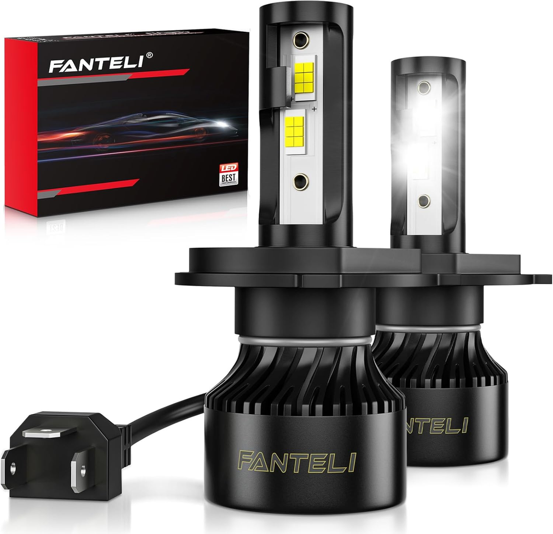 FANTELI H4 LED Bulb, 34000LM 800% Brighter 1:1 Size 9003 LED Bulb, Plug and Play HB2 Bulb 6000K Cool White, IP68 Waterproof, Pack of 2, Interior Light Dome Map Door License Plate Lights