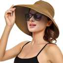Sun Visor Hat for Women, Wide Brim Straw Summer UV Protection Hat, Foldable Roll-up Packable Beach Cap