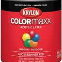 Krylon K05633007 COLORmaxx Acrylic Latex Brush On Paint for Indoor/Outdoor Use,  Pint, Gloss Banner Red, 1 Quarts (Pack of 1) (8 Fl Oz (Pack of 1))