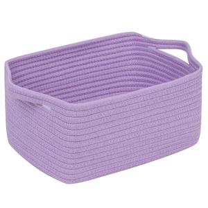 CubesLand Cube Storage Organizer Basket Bin, Cube Shelf Shelves Cotton Rope Basket, Durable Woven Rectangular Basket for Organizing, Nursery Toys Basket, 14x10x7.08in  Purple Basket