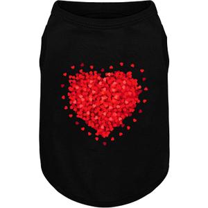 Comfortable Polyester-Cotton Dog Shirt Romantic Rose Petals Heart Pattern, Perfect for Small & Medium Dogs, Soft & Stylish Pet Apparel for Everyday Wear. Black (Large 18"-20"Chest))