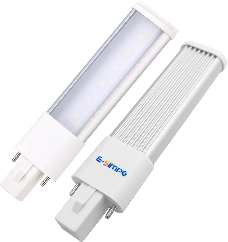 E-Simpo 2pcs L135mm/5.3" 2-Pack 4W G23 Bulb 2-Pin Plug-in Horizontal Retrofit Lamp CFL PLS-7W Replacement 110V 220V 180 View Angle Recessed Down Bulb (Warm White 3000-3500K)
