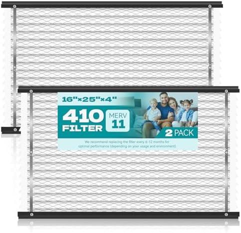 2-Pack 410 Replacement Filter Compatible with AprilAire Whole House Air Purifiers, Models 1410, 1610, 2410, 2416, 3410, 4400, MERV 11 Air Purifiers, Size:16x25x4