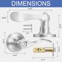 5 Pack Privacy Door Handle, Brushed Nickel Keyless Lever With Lock for Interior Door, Closet, Bathroom, Bedroom, Wave Style, Satin Nickel