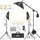 EMART Softbox Photography Lighting Kit, 50W LED 3PCS Soft Box with Boom Arm