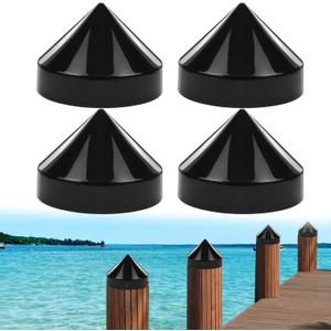 JYINCPED 9 Inch Cone Pylon Cap for Marine Dock,Coned Piling Caps for Dock Post Pole Pipe Head,Dock Pylon Cover Caps for Marine Boat, Floating Docks, Piers,Black , 6 Pc