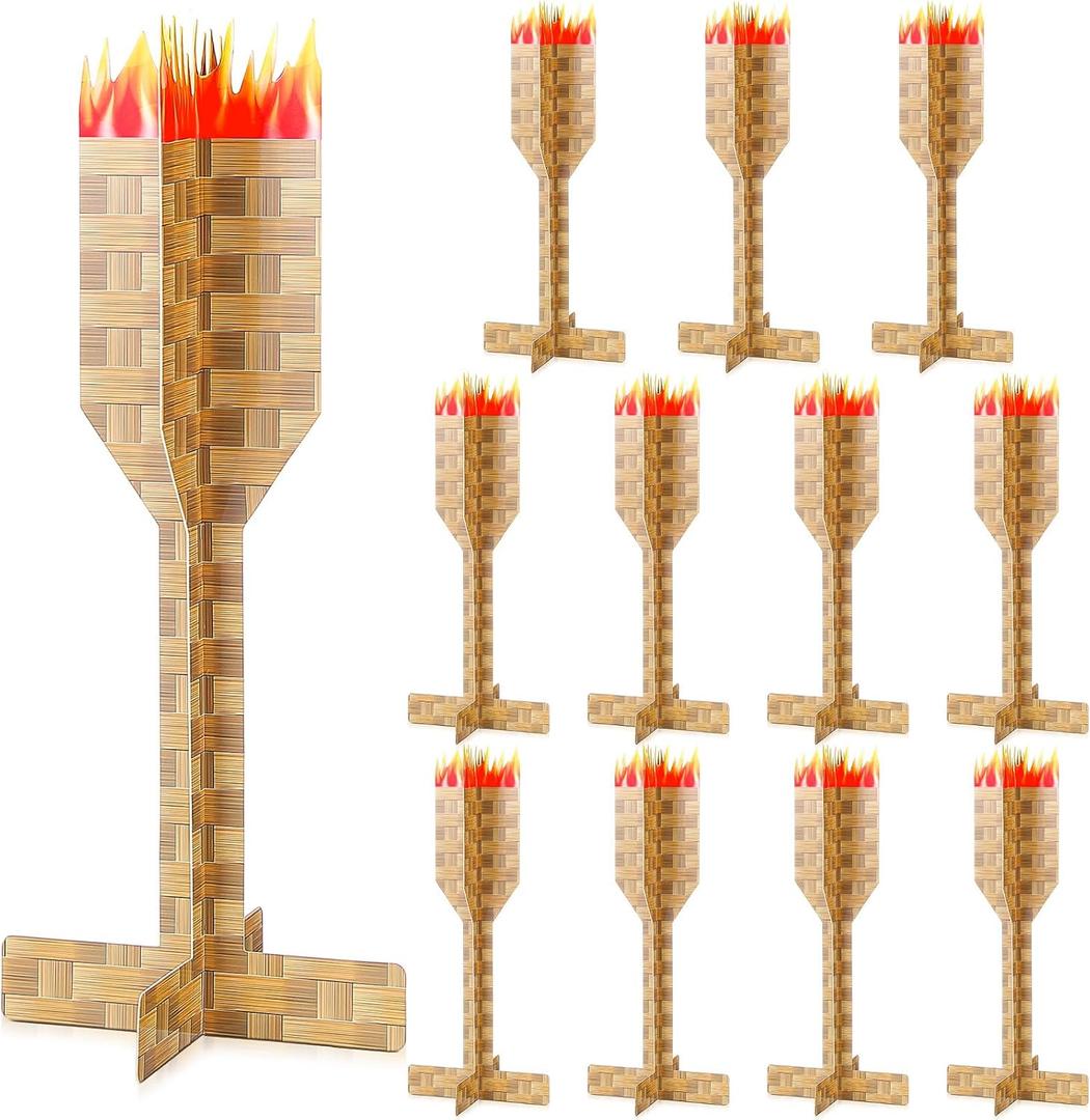 Vicenpal 12 Set Hawaiian Luau Party Decoration Tiki Torch Table Decor 3D Tiki Torch Centerpieces Summer Beach Tropical Party Supplies Table Centerpieces Home Decor