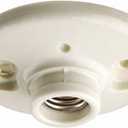 Leviton Glazed Porcelain Incandescent Lampholder, Keyless, 49875-2, White