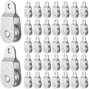 Yaocom 40 Pcs Single Pulley Block Wheel Bearing Inside Cable Roller Single Snatch Cable Pulley Block Hanging Rope Accessory for 6mm/ 0.23 and 8mm/ 0.31'' Wire Rope, up tp Load 550 Lbs (2.7 x 1.3 Inch)