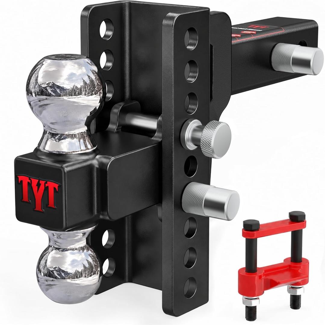 TYT Adjustable Trailer Hitch Ball Mount for 2-Inch Receiver, 12,500 lbs GTW