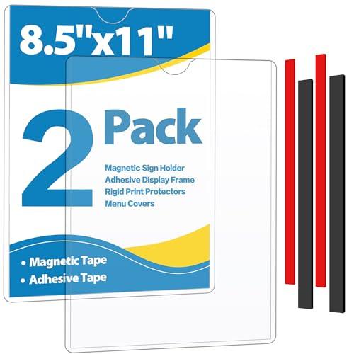 VAIIGO Magnetic Sign Holder Wall Mount 8.5 x 11, Plastic Door Display Frame for Fridge Window, 2Pack