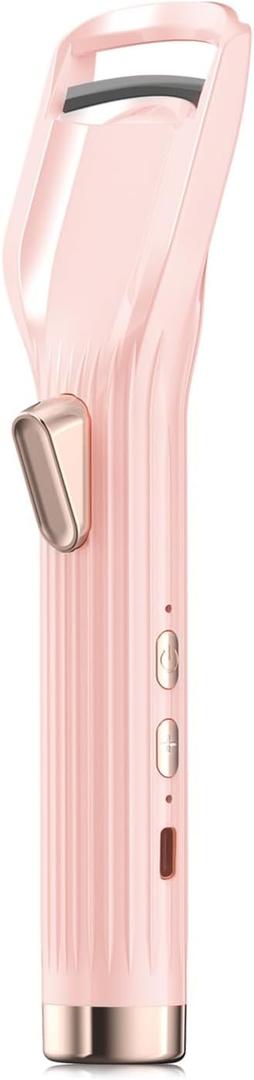 Heated Eyelash Curler Premium PRO - Fast Heat up in 8s - 24 Hours Long Lasting - Rechargeable Electric Eyelash Curler with Type-C, Pink-D