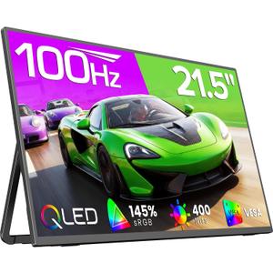 EVICIV Portable Monitor 100Hz 21.5”, 100% DCI-P3 QLED 1ms Gaming Monitor
FreeSync, 400Nits, USB-C & HDMI, VESA & Stand, Large Travel Second Screen for Laptop, Computer, Game Consoles