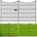 10 Panels Decorative Garden Fence with Gate, 32 in(H) X 23.6 ft(L) No Dig Dog Fence Animal Barrier Outdoor for Yard, Rustproof Metal Garden Edging and Borders, Temporary Fencing Stakes