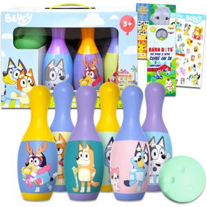 Bluey Bowling Set for Kids - Playset Bundle with Bluey Bowling Toys Games Activities with Stickers, More | Bluey Outdoor Games for Boys, Girls