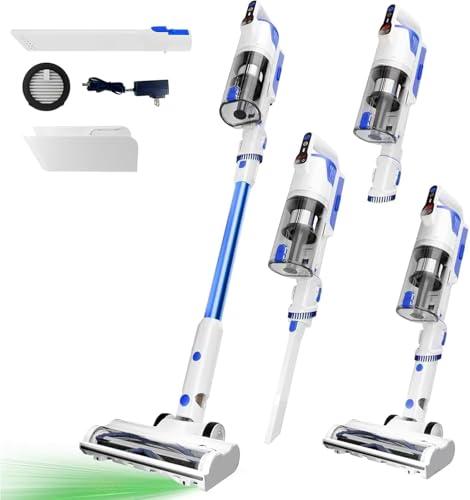 Whall Cordless Vacuum Cleaner, Upgraded Strong Suction Brushless Motor Cordless Stick Vacuum Cleaner,Lightweight Handheld Vacuum for Home Pet Hair Carpet Hard Floor,up to 55mins Runtime,White