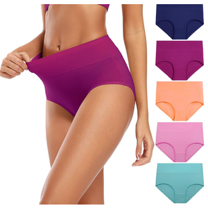 Molasus Women's Cotton Underwear High Waisted Full Coverage Ladies Panties L