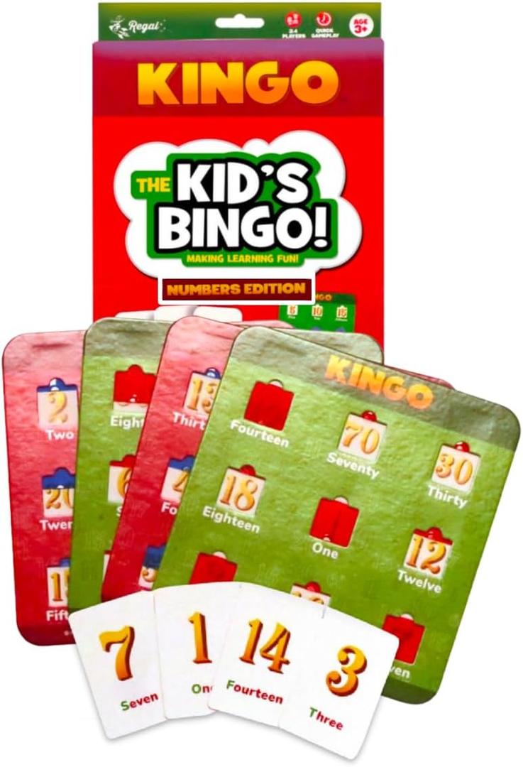 Regal Games Kingo Numbers Edition Bingo Game - Fun Educational Card Game for Preschool & Kindergarten Kids - Phonics, Vocabulary Builder, Math Games, Family Play, for Classroom & Home