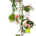 Hershii 7-Layer Tension Pole Plant Stand Indoor Decorative Display Rack Stands for Flower Pots Floor to Ceiling Adjustable Hanging Corner Shelf (6 Trays & 1 Hook, Ivory)