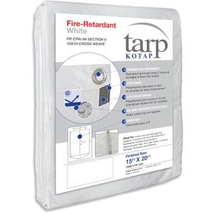 Kotap 15 x 20 Ft. Fire-Retardant Tarp for Construction Job Sites Requiring Tarpaulin, White (FR-1520)