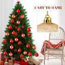 Liliful 30 Pcs Red 2.36'' Christmas Balls Ornaments with 30 Pcs Velvet Bows for Christmas Tree Shatterproof Plastic Hanging Ornaments Decorations for Holiday Wreath Indoor Outdoor Party Decor