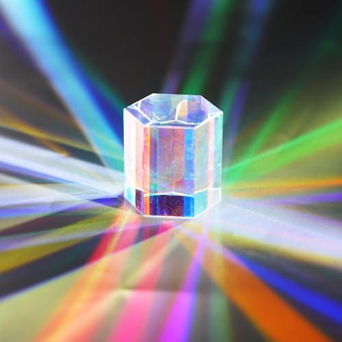 HDCRYSTALGIFTS 1.2'' Optical Glass RGB Dispersion Prism X-Cube for Physics Teach Rainbow Prism Crystal Cube Prism Photography Props