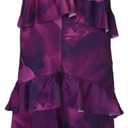 SEBOWEL Women Floral Mesh Long Skirt Tiered Sheer See Through Skirt Bohemian Boho High Waist Bodycon Mesh Ruffle Maxi Skirt (Purple, M)