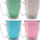Tervis Clear & Colorful Tabletop - Bayou View Collection Made in USA Double Walled Insulated Tumbler Travel Cup Keeps Drinks Cold & Hot, 16oz Mug - 4pk, Assorted Pastels