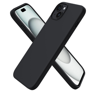 ORNARTO Compatible with iPhone 15 Plus Case 6.7", Slim Liquid Silicone 3 Layers Full Covered Soft Gel Rubber Cover Protective Phone Case with Anti-Scratch Microfiber Black
